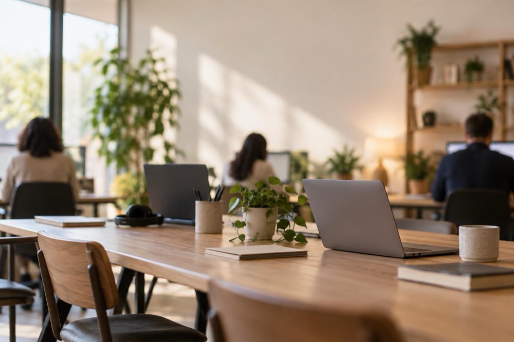 A bright shared office